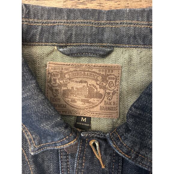 Third Army Denim JEAN JACKET cut-off Sleeves Size Medium Blue Biker - Picture 2 of 8
